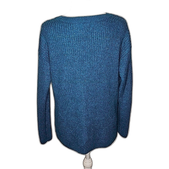 Sweater Crew Neck by St John's Bay Medium Blue Metallic Fleck Size Large - Picture 5 of 6